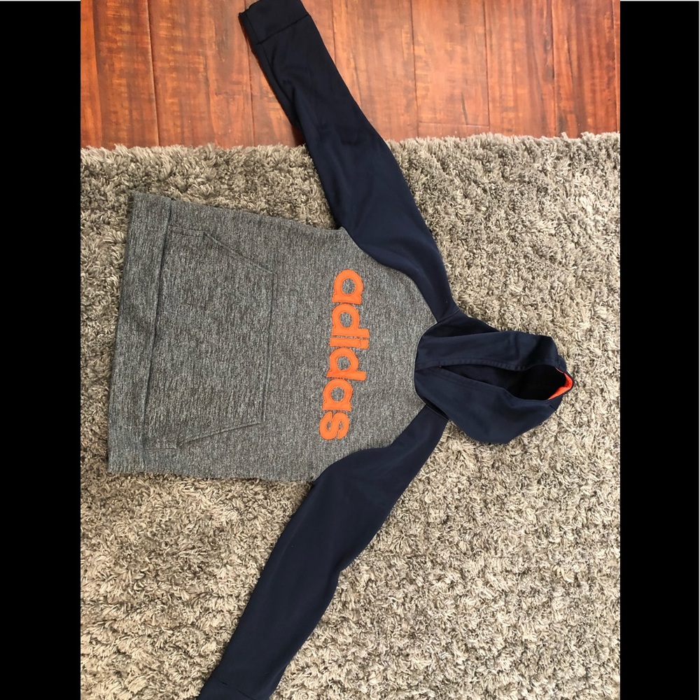 Blue and grey adidas sweat shirt
